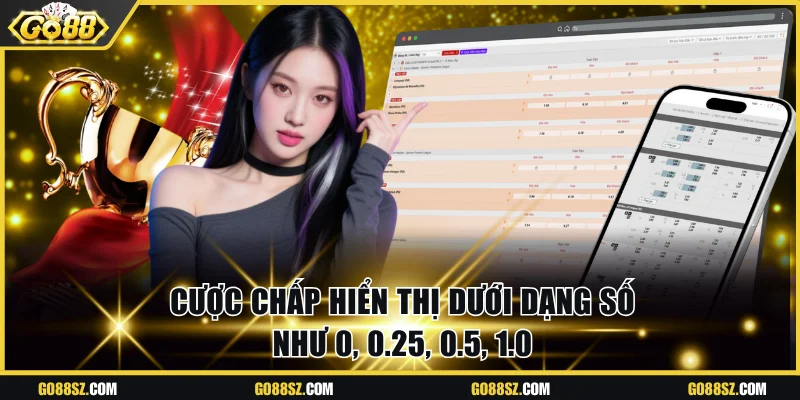 Cược chấp hiển thị dưới dạng số như 0, 0.25, 0.5, 1.0