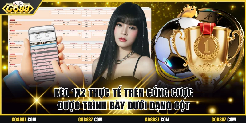 Kèo 1X2 thực tế trên cổng cược được trình bày dưới dạng cột